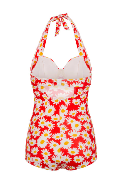 BettyliciousUK Bettylicious ECO Underwired Swimsuit with Daisy Print in Red