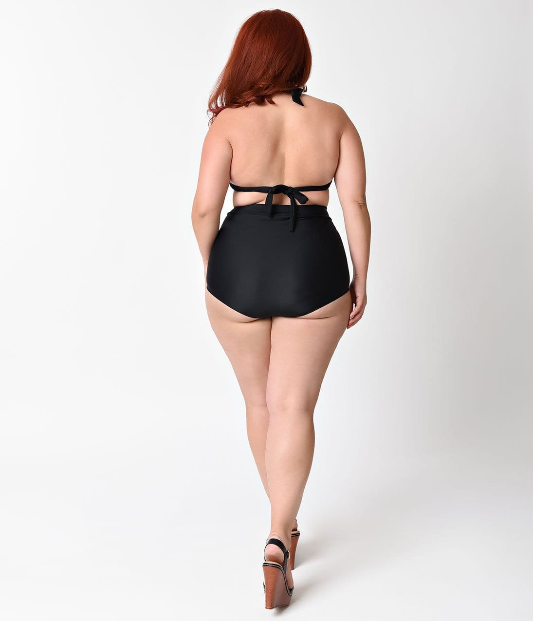 Unique Vintage Plus Size High Waisted Black Bikini Bottoms BettyliciousUK