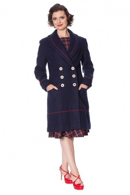 BettyliciousUK Blue Diva Vintage Style Coat by Banned Apparel