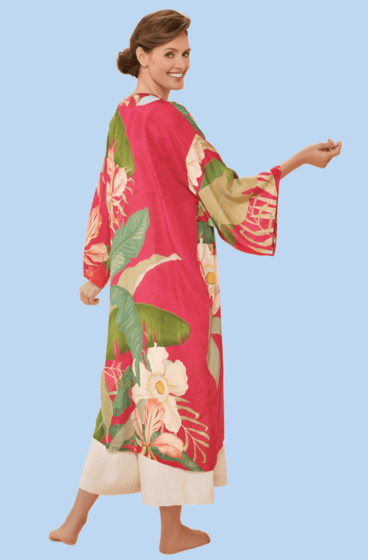 BettyliciousUK Clothing Dark Rose Vintage Style Tropical Kimono by Powder