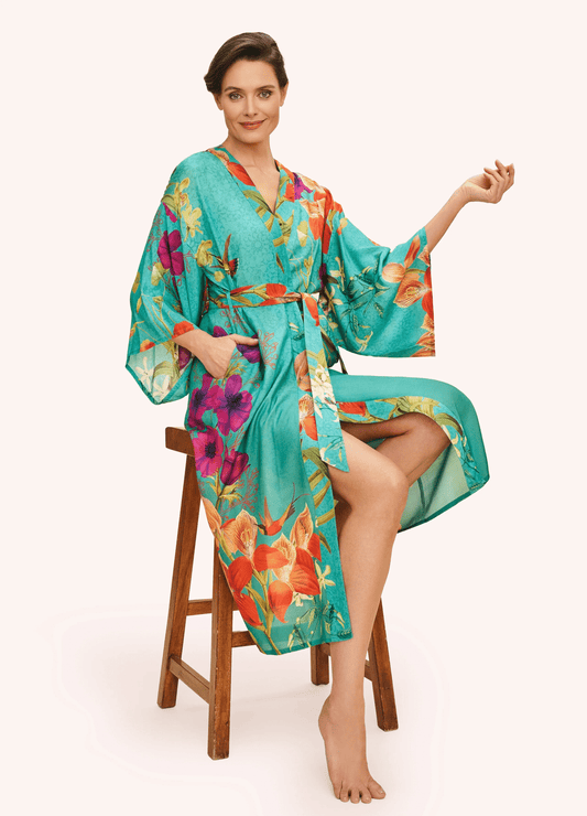 BettyliciousUK Clothing Hummingbird at Dusk Kimono Gown by Powder