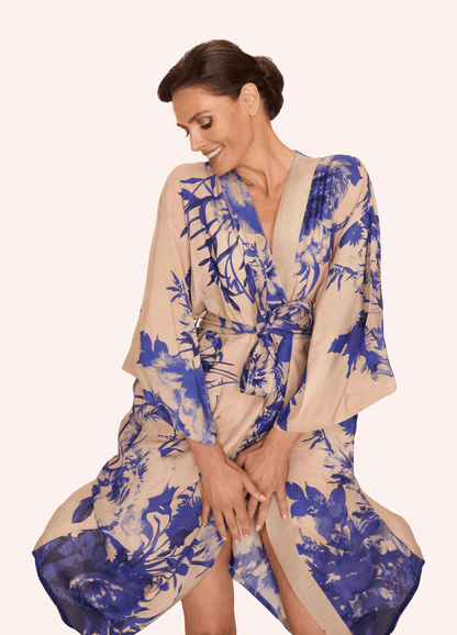 BettyliciousUK Clothing Kimono Gown - China Blue Blooms