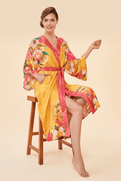 BettyliciousUK Clothing Mustard Vintage Style Tropical Kimono by Powder
