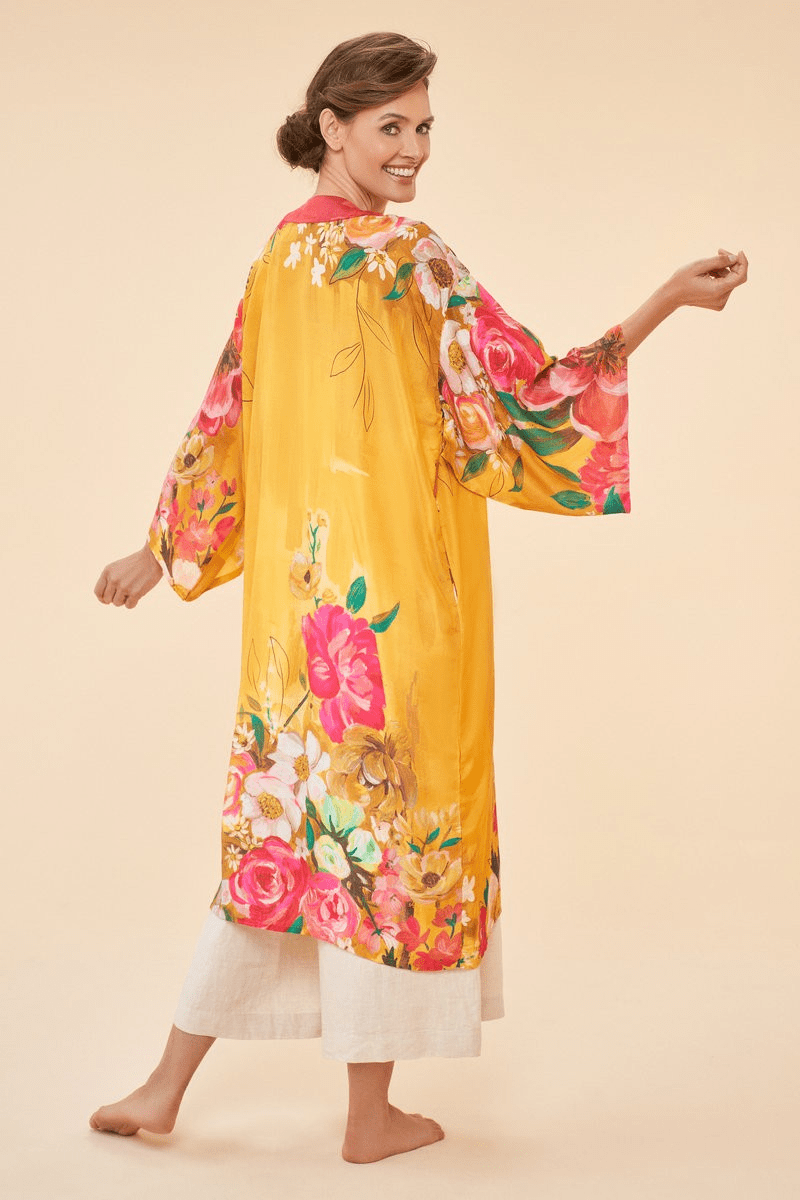 BettyliciousUK Clothing Mustard Vintage Style Tropical Kimono by Powder