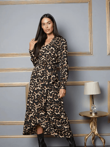 BettyliciousUK Dress Leopard Print Vintage Style Wrap Dress by Timeless London