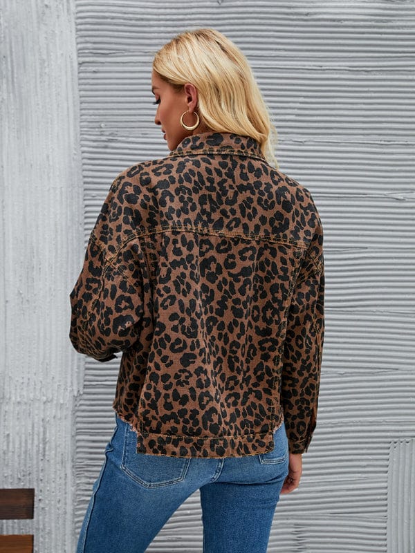 Women s Autumn and Winter New Leopard Print Fashion Casual Denim Short