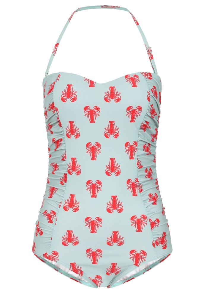 Banned Apparel Blue Lobster Print Vintage Style Swimsuit