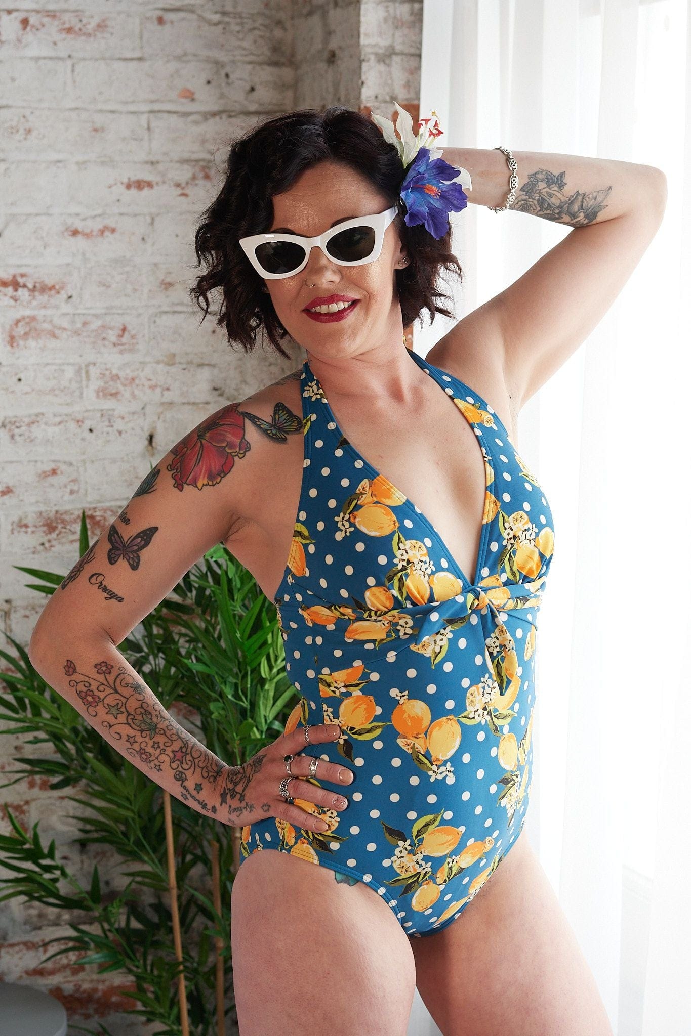 Bettylicious Lemon and Polka Dot Vintage Style Swimsuit