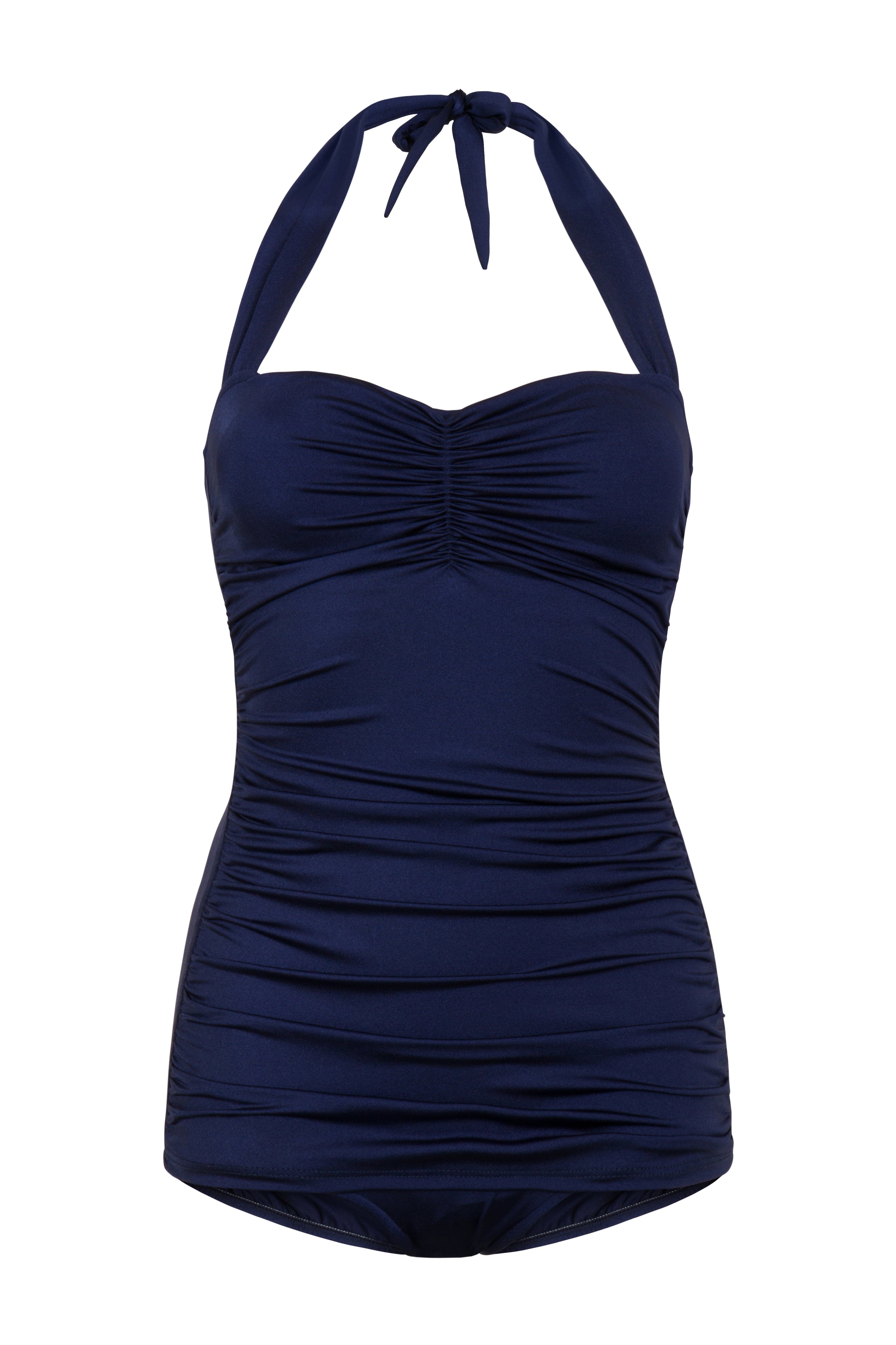 Esther Williams Navy Blue Vintage Style Swimsuit with Tummy Control BettyliciousUK