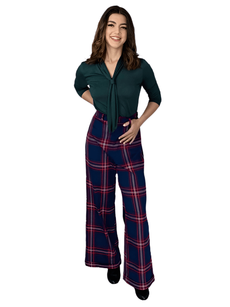 BettyliciousUK Trousers Collectif Baylee Vintage Style Wide Leg Check trousers