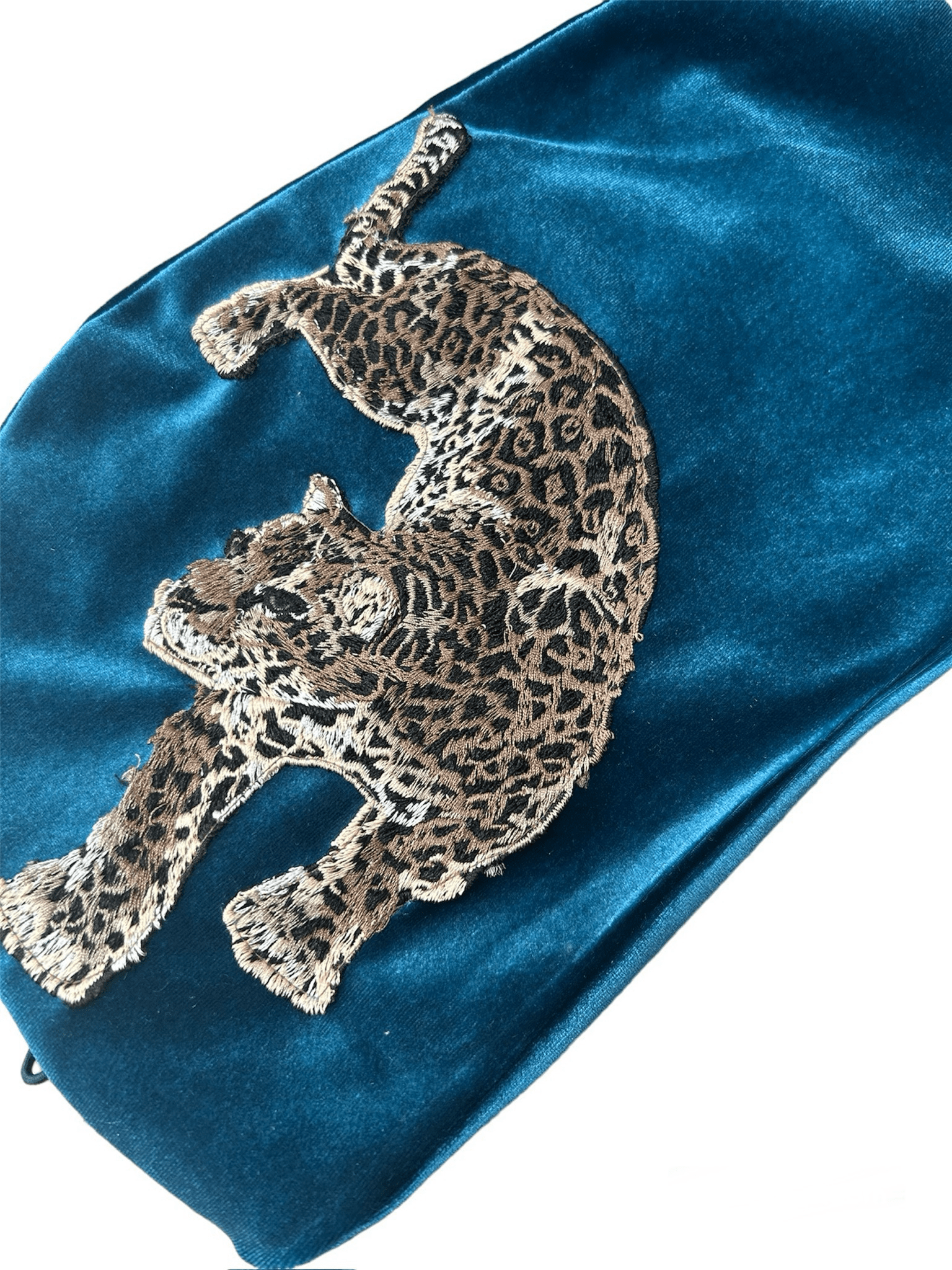 BettyliciousUK Turban Blue Velvet Leopard Vintage Style Turban by Bebopa Headbands