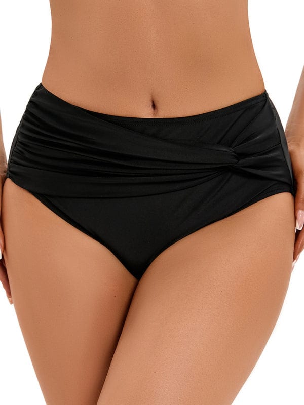 kakaclo Bikini Bottom Black / S Women's Black Vintage Style Pleated Bikini Bottoms